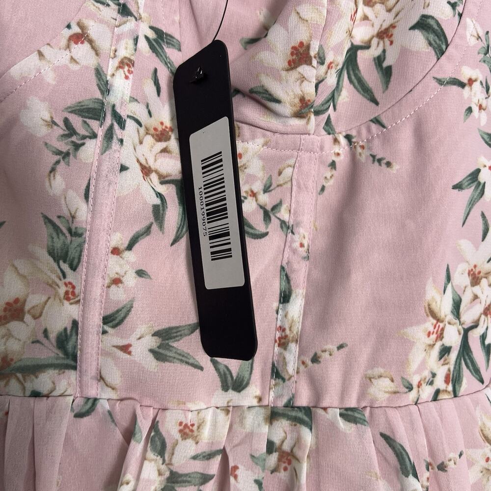 NWT VIGI Flourishing Shine Light Pink Floral Tiered Maxi Dress Sz L - Picture 10 of 16